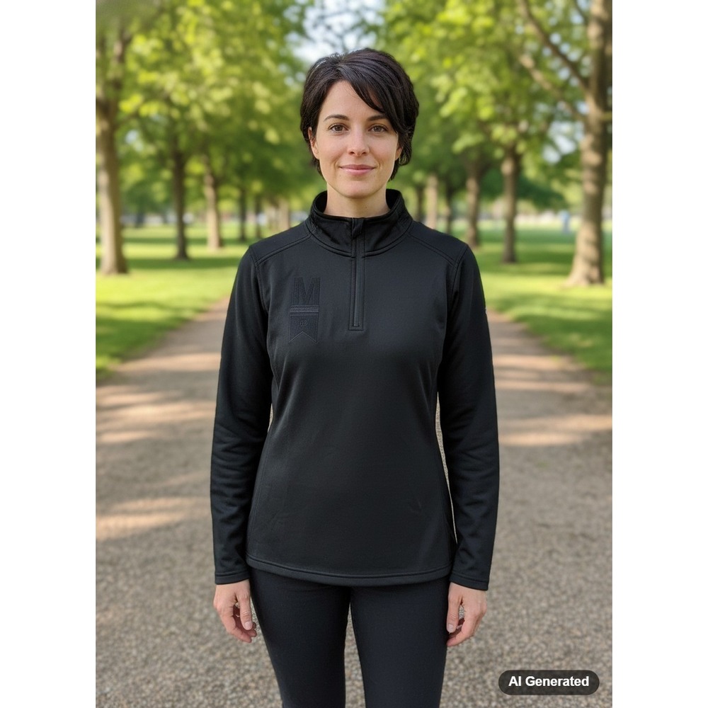 The North‎ Face Womens Black T Mobile 1/4 Zip Pullover Fleece L G